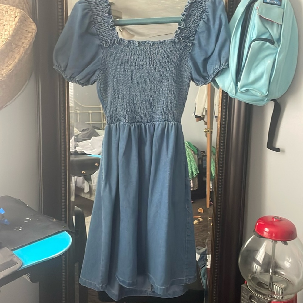 Denim Knot Dress with Pockets